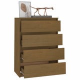 Side Cabinet Honey Brown 60x36x84 cm Solid Pinewood - Rear View