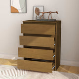 Side Cabinet Honey Brown 60x36x84 cm Solid Pinewood - Close-Up Angle