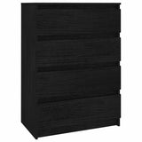 Side Cabinet Black 60x36x84 cm Solid Pinewood - Front View