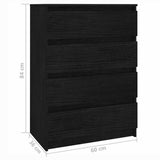 Side Cabinet Black 60x36x84 cm Solid Pinewood - Close-Up Angle