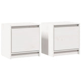 Bedside Cabinets 2 pcs White 40x30.5x40 cm Solid Pinewood - Front View