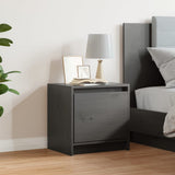 Bedside Cabinet Grey 40x30.5x40 cm Solid Pinewood - Side View