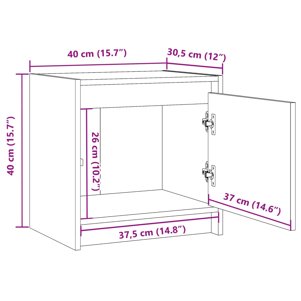 Bedside Cabinet Grey 40x30.5x40 cm Solid Pinewood