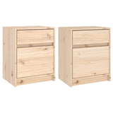 Bedside Cabinets 2 pcs 40x31x50 cm Solid Pinewood - Front View