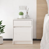 Bedside Cabinet White 40x31x50 cm Solid Pinewood - Side View