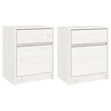 Bedside Cabinets 2 pcs White 40x31x50 cm Solid Pinewood - Front View