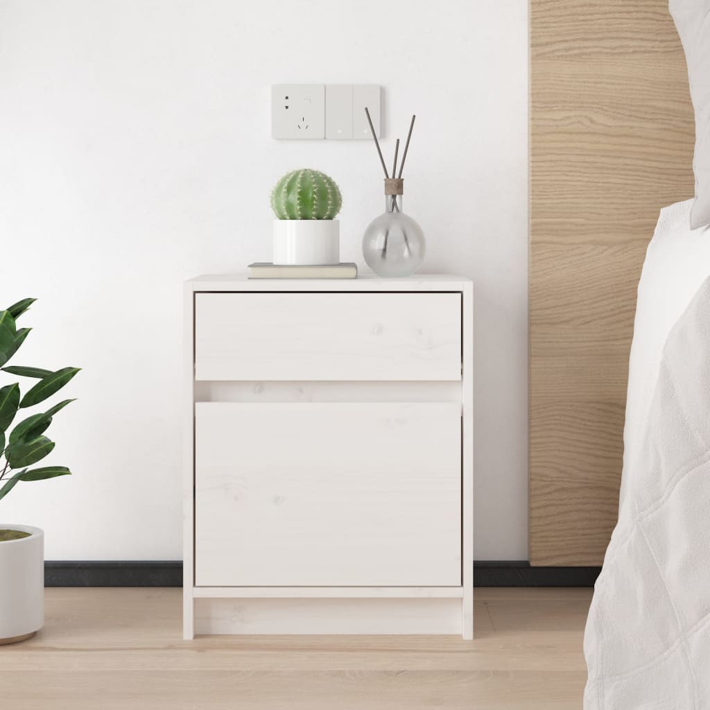Bedside Cabinets 2 pcs White 40x31x50 cm Solid Pinewood