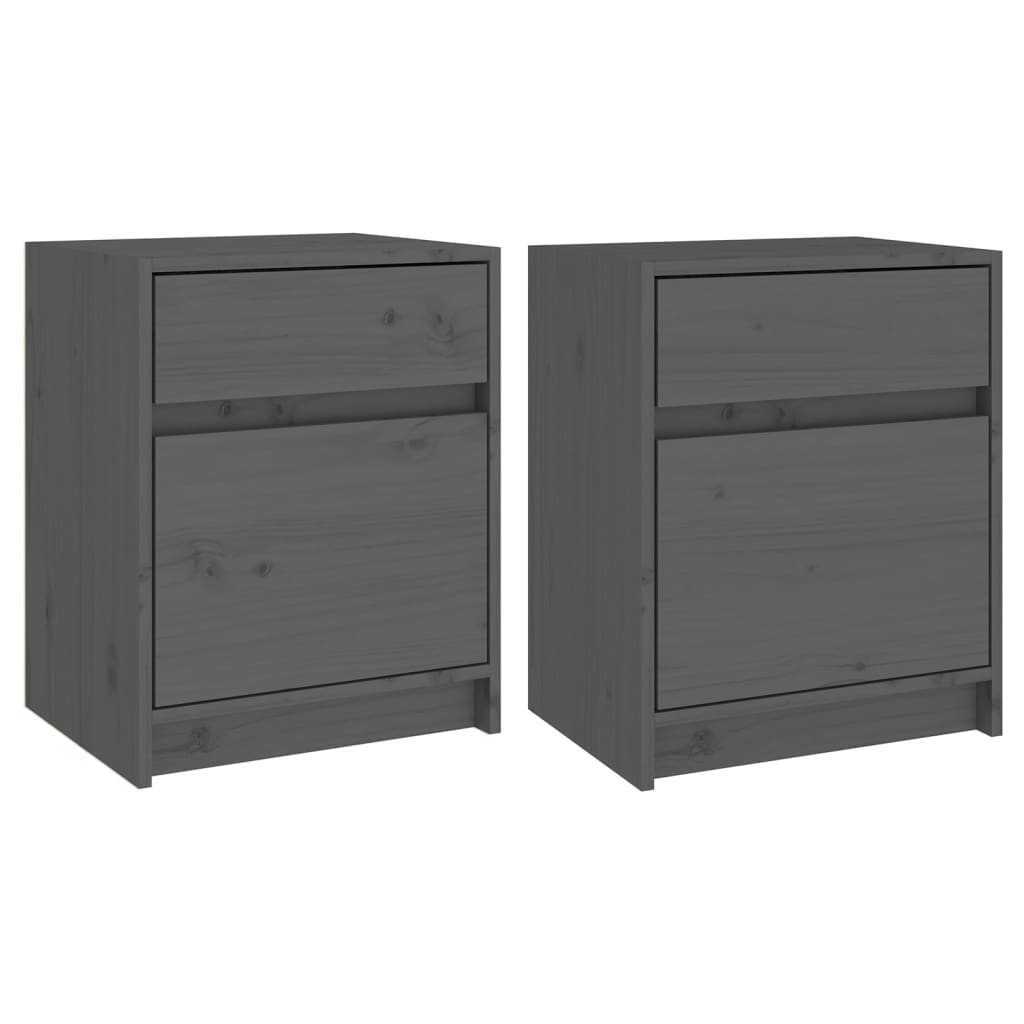 Bedside Cabinets 2 pcs Grey 40x31x50 cm Solid Pinewood