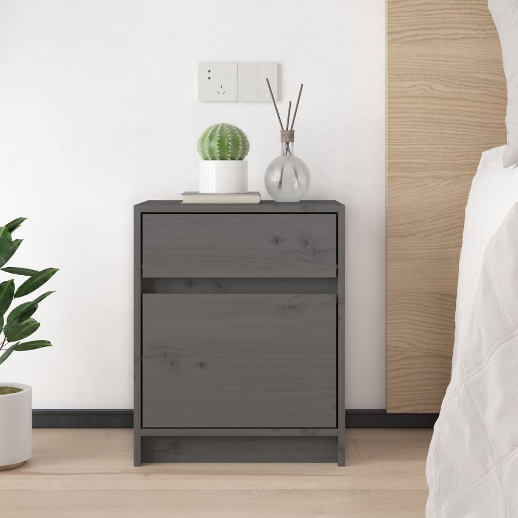 Bedside Cabinets 2 pcs Grey 40x31x50 cm Solid Pinewood