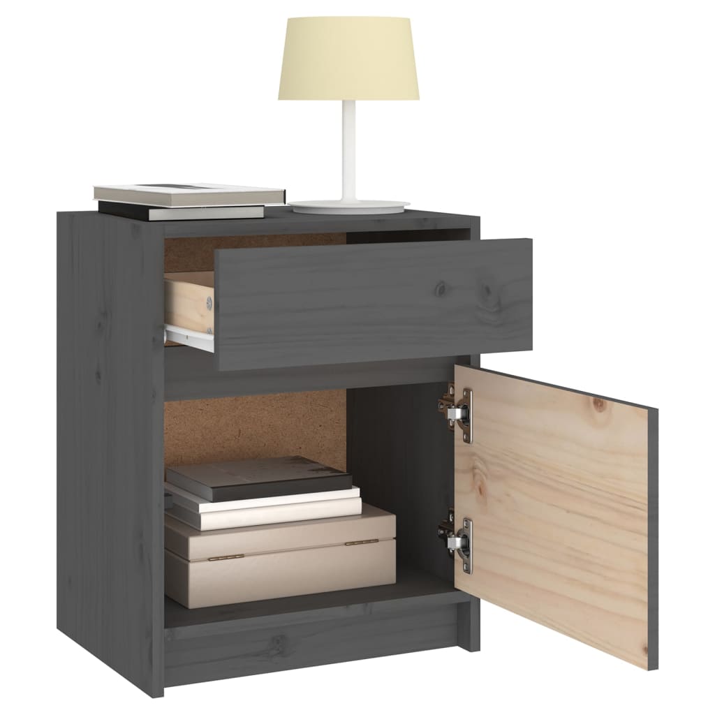 Bedside Cabinets 2 pcs Grey 40x31x50 cm Solid Pinewood