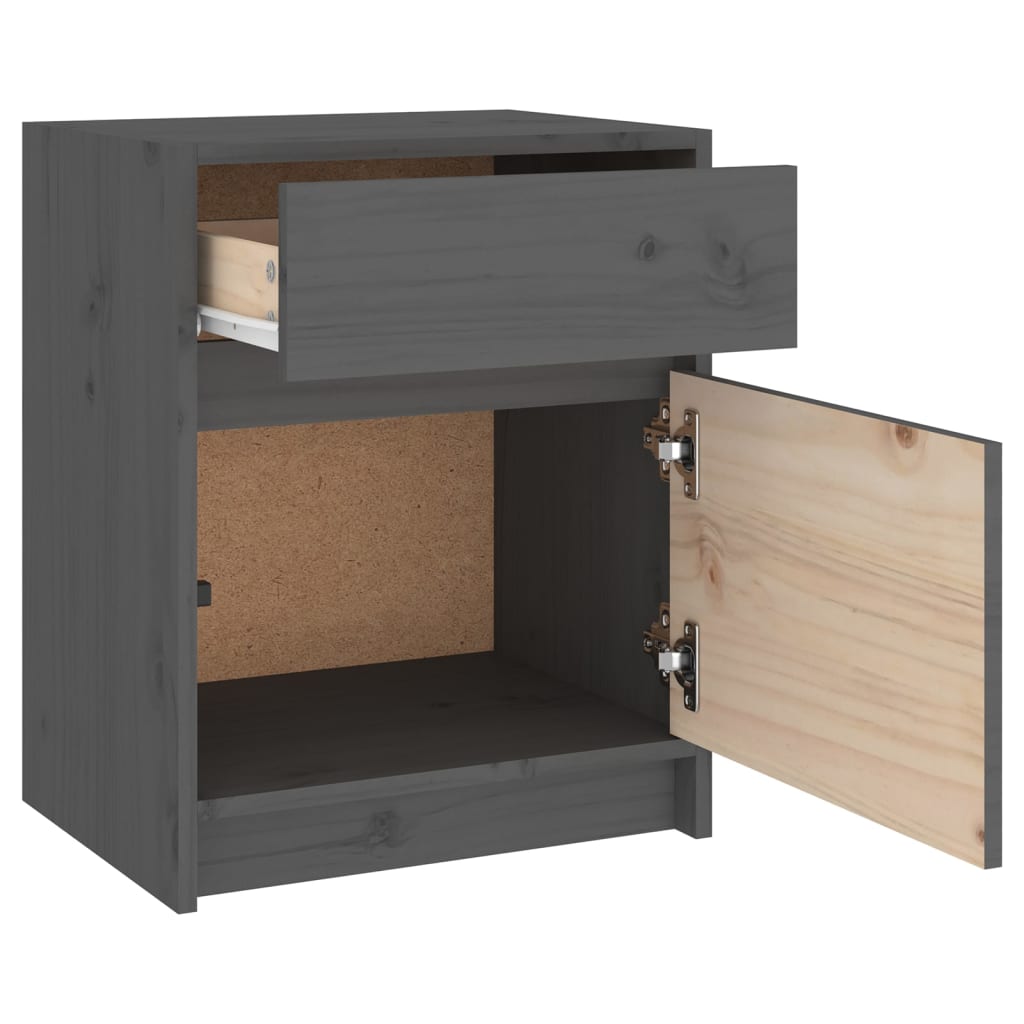 Bedside Cabinets 2 pcs Grey 40x31x50 cm Solid Pinewood