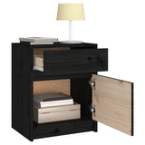 Bedside Cabinet Black 40x31x50 cm Solid Pinewood