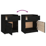 Bedside Cabinet Black 40x31x50 cm Solid Pinewood - Extra Image