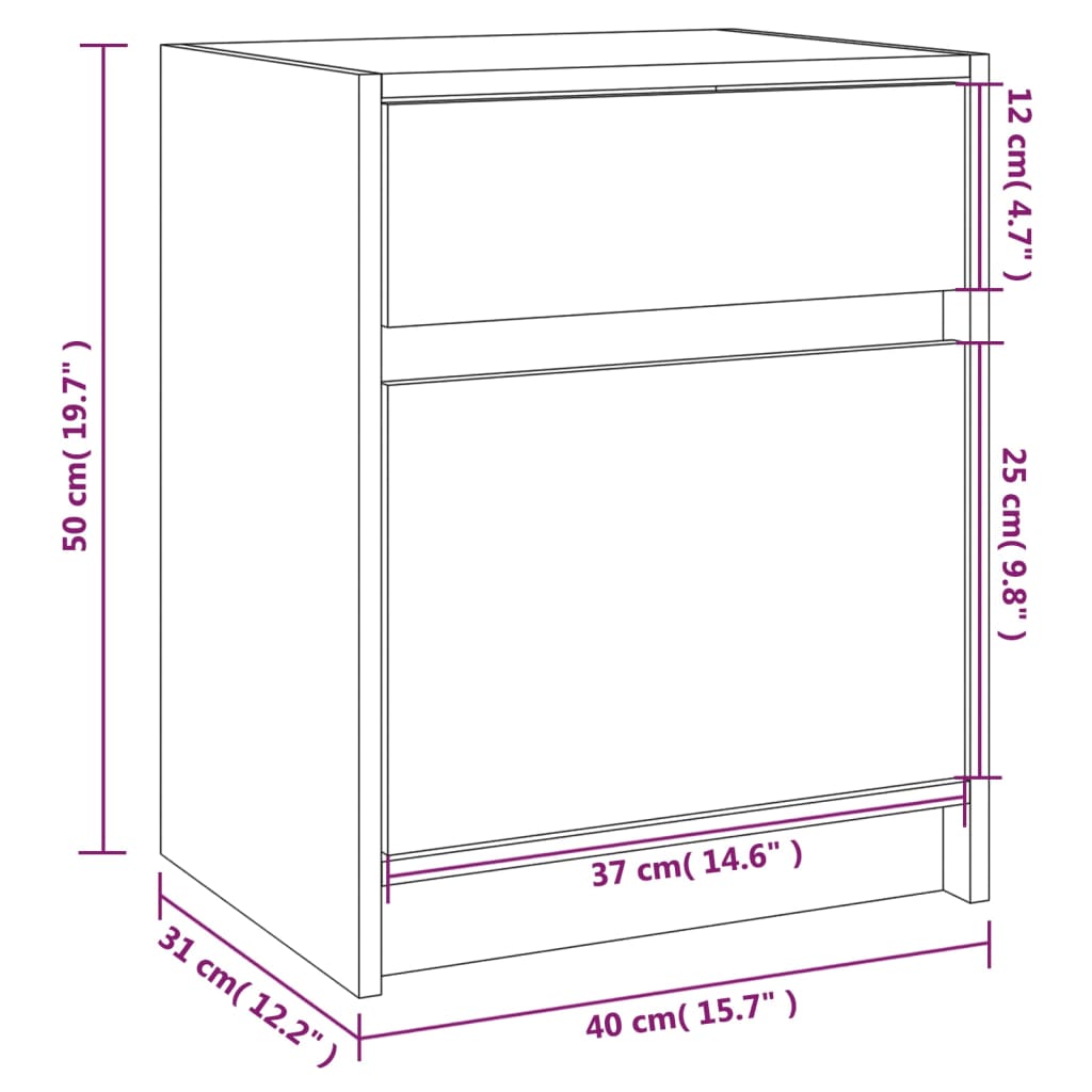 Bedside Cabinet Black 40x31x50 cm Solid Pinewood