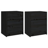 Bedside Cabinets 2 pcs Black 40x31x50 cm Solid Pinewood