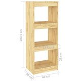 Book Cabinet/Room Divider 40x30x103.5 cm Solid Pinewood - Low Angle