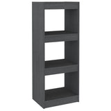 Book Cabinet/Room Divider Grey 40x30x103.5 cm Solid Pinewood - Front View