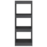 Book Cabinet/Room Divider Grey 40x30x103.5 cm Solid Pinewood
