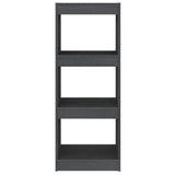 Book Cabinet/Room Divider Grey 40x30x103.5 cm Solid Pinewood - 45-Degree Angle