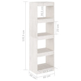 Book Cabinet Room Divider White 40x30x135.5 cm Pinewood - Low Angle