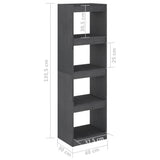 Book Cabinet Room Divider Grey 40x30x135.5 cm Pinewood