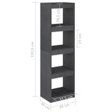 Book Cabinet Room Divider Grey 40x30x135.5 cm Pinewood - Low Angle