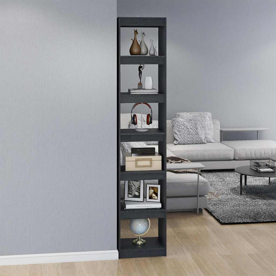 Book Cabinet/Room Divider Grey 40x30x199 cm Solid Pinewood