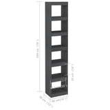 Book Cabinet/Room Divider Grey 40x30x199 cm Solid Pinewood - Low Angle