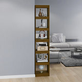 Book Cabinet/Room Divider Honey Brown Solid Pinewood - Side View