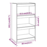 Book Cabinet/Room Divider 60x30x103.5 cm Solid Wood Pine - Low Angle