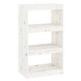 Book Cabinet/Room Divider White 60x30x103.5 cm Solid Wood Pine - Front View