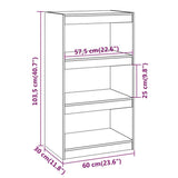 Book Cabinet/Room Divider White 60x30x103.5 cm Solid Wood Pine