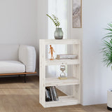 Book Cabinet/Room Divider White 60x30x103.5 cm Solid Wood Pine