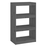 Book Cabinet/Room Divider Grey 60x30x103.5 cm Solid Wood Pine - Front View