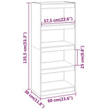 Book Cabinet/Room Divider White 60x30x135.5 cm Solid Wood Pine - Low Angle