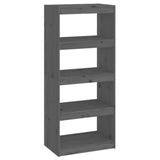 Book Cabinet/Room Divider Grey 60x30x135.5 cm Solid Wood Pine - Front View