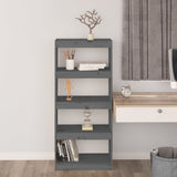 Book Cabinet/Room Divider Grey 60x30x135.5 cm Solid Wood Pine - Side View