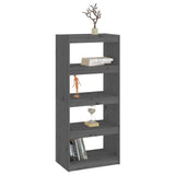 Book Cabinet/Room Divider Grey 60x30x135.5 cm Solid Wood Pine - Top-Down View