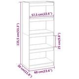 Book Cabinet/Room Divider Grey 60x30x135.5 cm Solid Wood Pine - Low Angle
