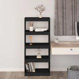 Book Cabinet/Room Divider Black 60x30x135.5 cm Solid Wood Pine - Side View