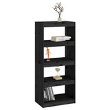 Book Cabinet/Room Divider Black 60x30x135.5 cm Solid Wood Pine - Top-Down View