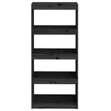 Book Cabinet/Room Divider Black 60x30x135.5 cm Solid Wood Pine - 45-Degree Angle
