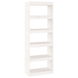 Book Cabinet/Room Divider White 60x30x167.5 cm Solid Wood Pine - Front View