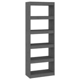Book Cabinet/Room Divider Grey 60x30x167.5 cm Solid Wood Pine - Front View