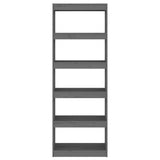 Book Cabinet/Room Divider Grey 60x30x167.5 cm Solid Wood Pine - Side View