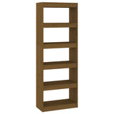 Book Cabinet/Room Divider Honey Brown 60x30x167.5 cm Wood Pine - Front View