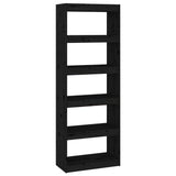 Book Cabinet/Room Divider Black 60x30x167.5 cm Solid Wood Pine - Front View