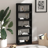 Book Cabinet/Room Divider Black 60x30x167.5 cm Solid Wood Pine - Rear View