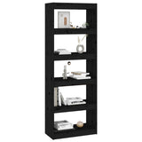 Book Cabinet/Room Divider Black 60x30x167.5 cm Solid Wood Pine - Close-Up Angle