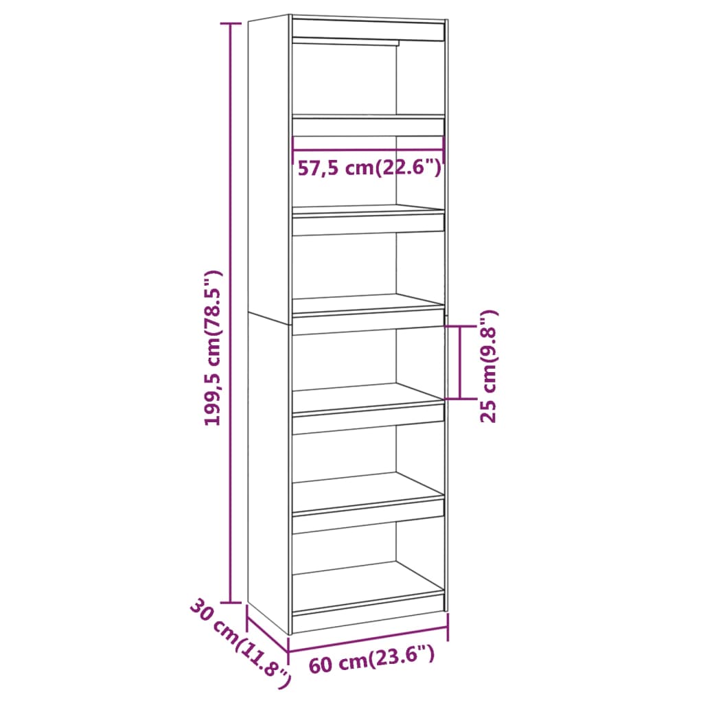 Book Cabinet/Room Divider Honey Brown 60x30x199.5 cm Wood Pine